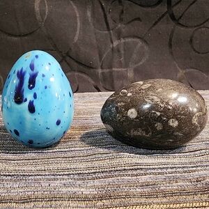 Art Glass and Fossil Stone Eggs